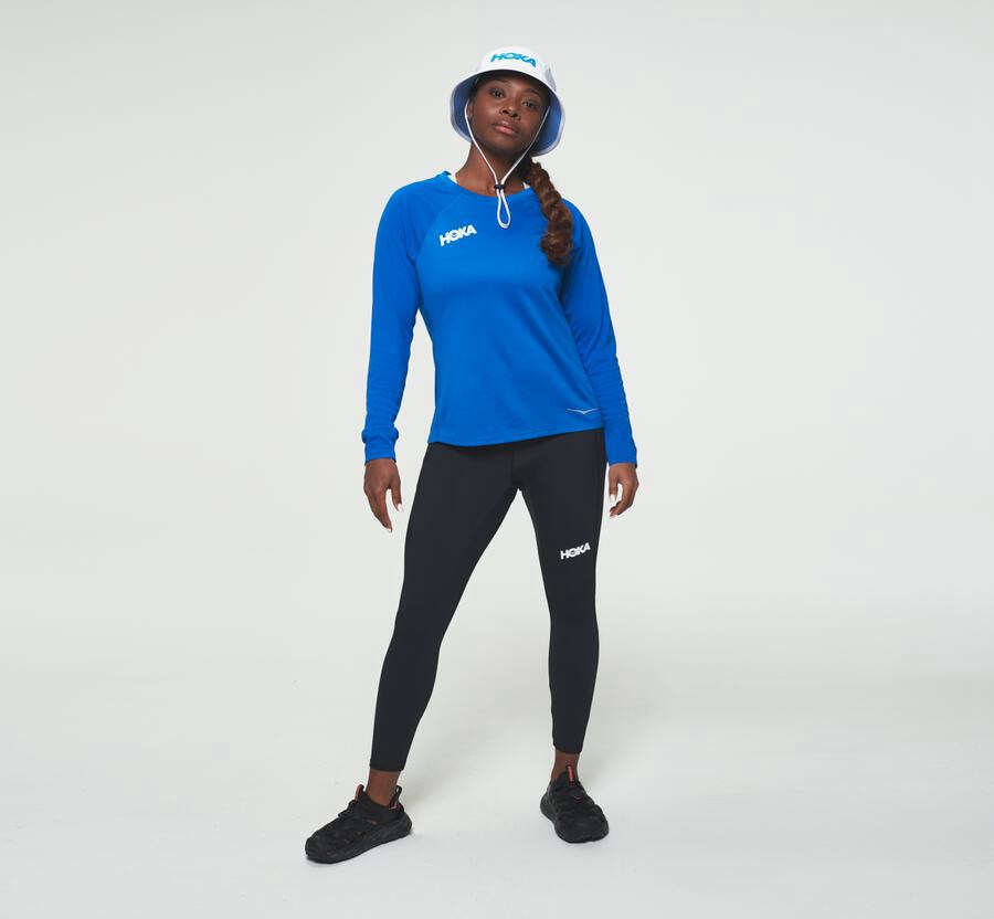 Hoka One One Performance Long Sleeve - Women Tops - Blue,Australia HZU-927568